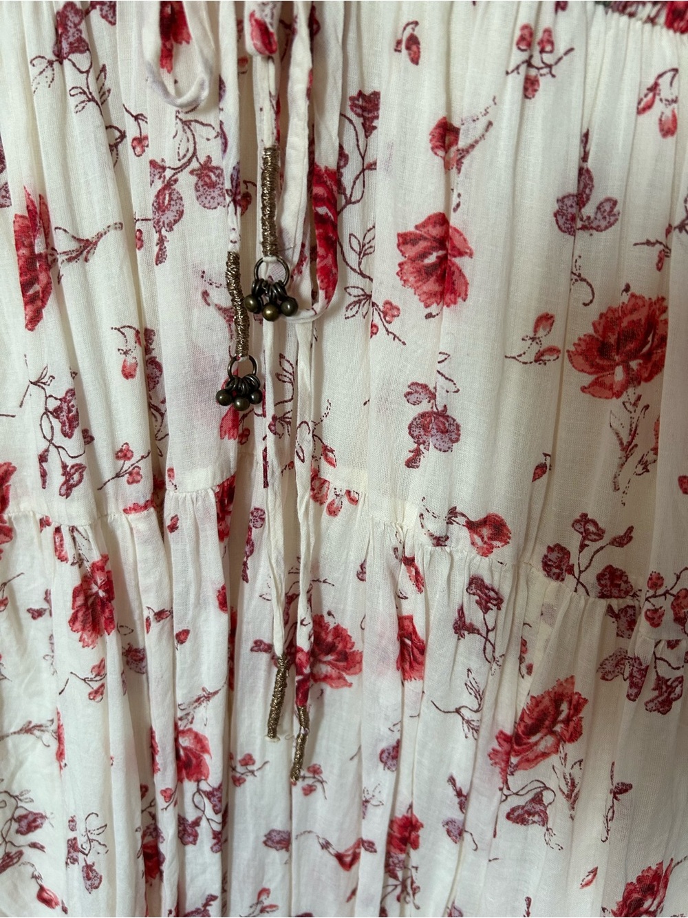 Free People Lysette Ivory Floral Maxi Dress Tea Combo Print Rose Sz S - Picture 12 of 16